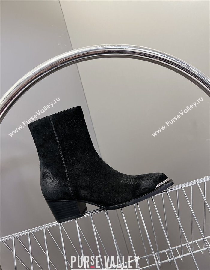 Celine Suede Heel Ankle Boots 4.5cm Black 2025 CE082612 (MD-250826113)