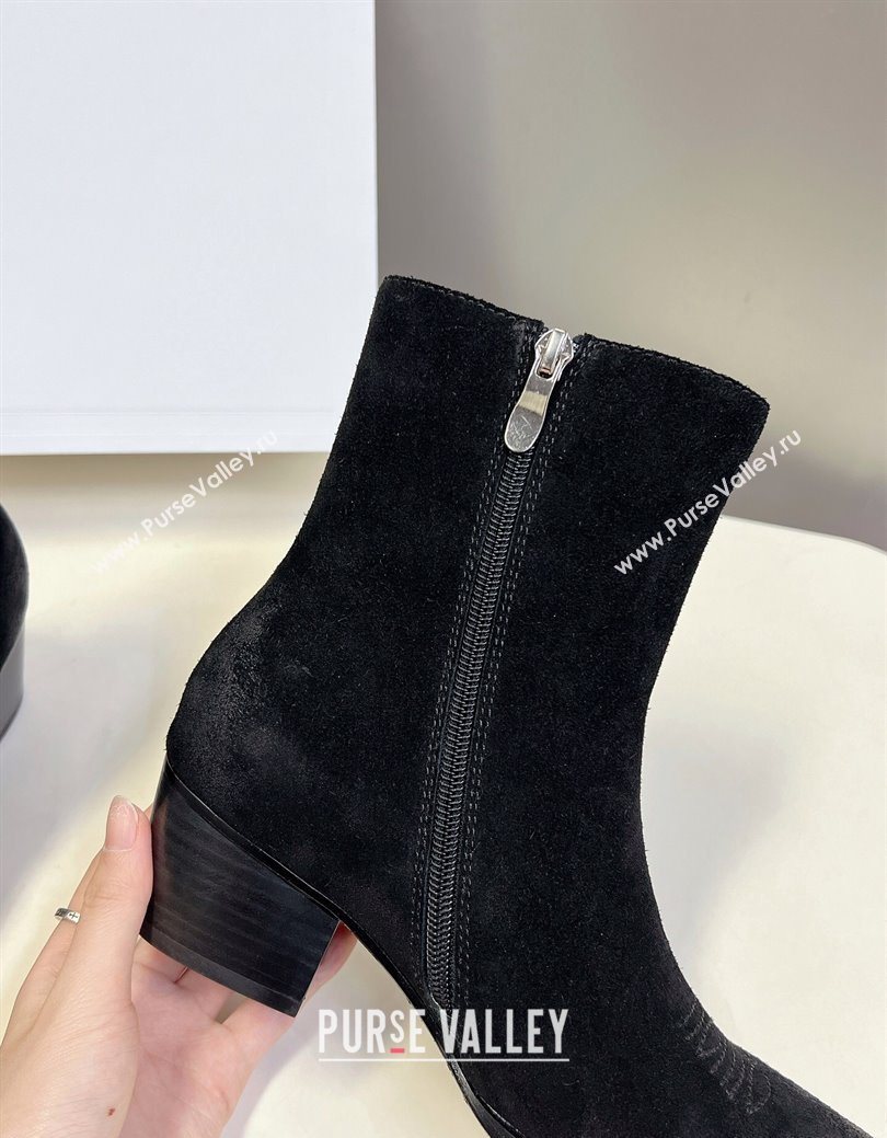 Celine Suede Heel Ankle Boots 4.5cm Black 2025 CE082612 (MD-250826113)