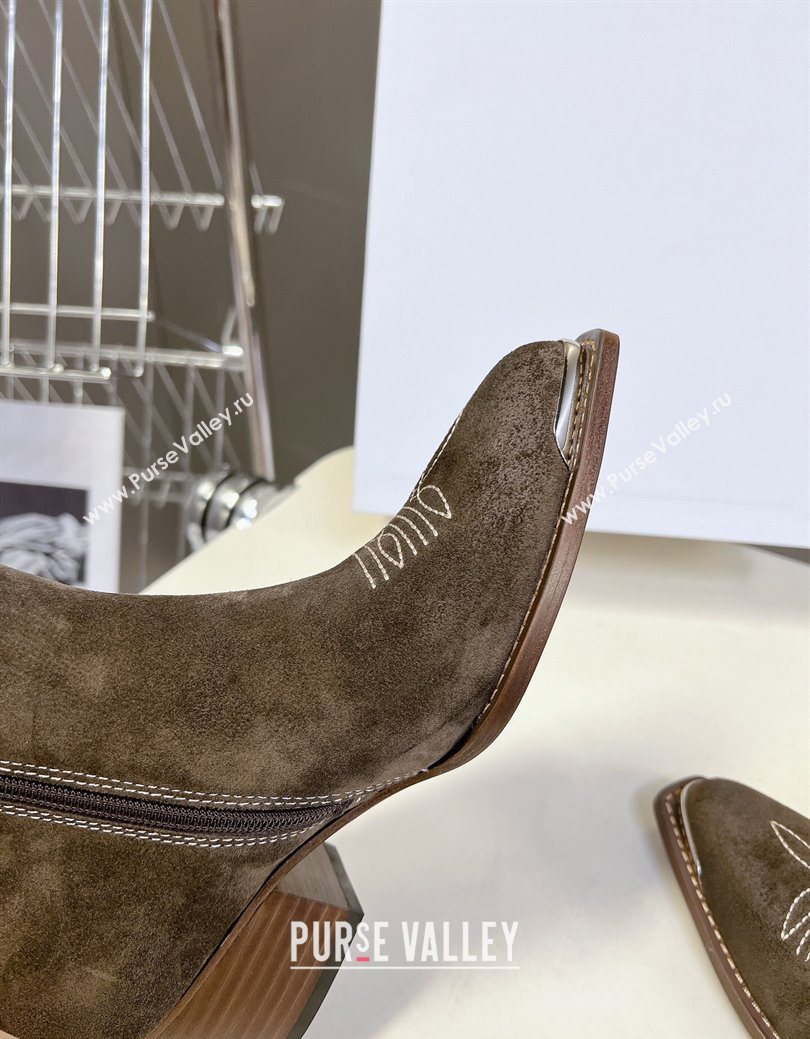 Celine Suede Heel Ankle Boots 4.5cm Green 2025 CE082612 (MD-250826114)