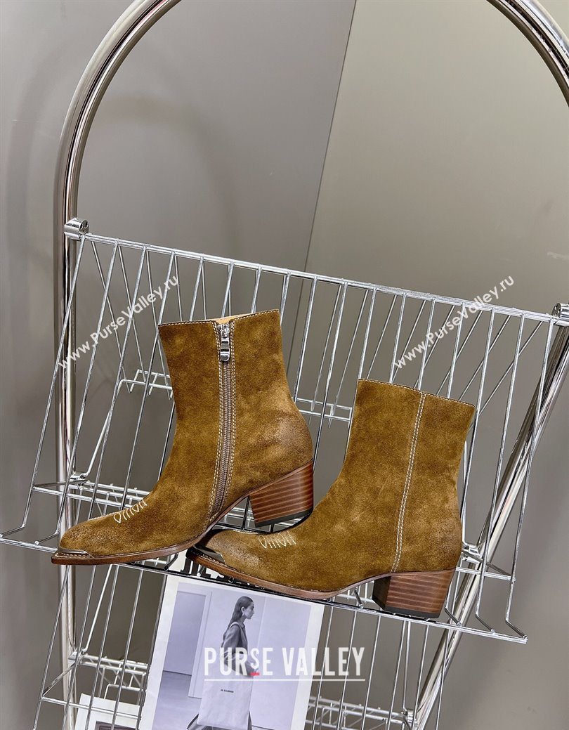 Celine Suede Heel Ankle Boots 4.5cm Brown 2025 CE082612 (MD-250826115)