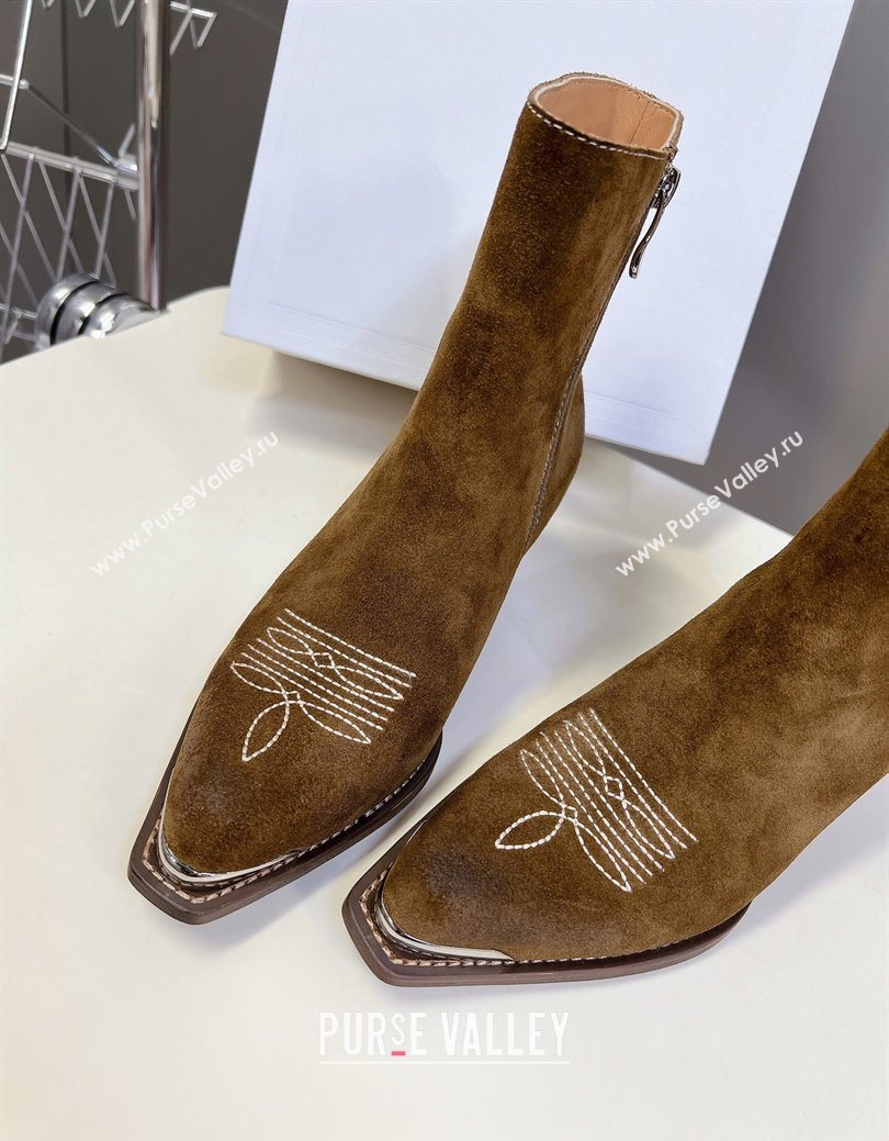 Celine Suede Heel Ankle Boots 4.5cm Brown 2025 CE082612 (MD-250826115)