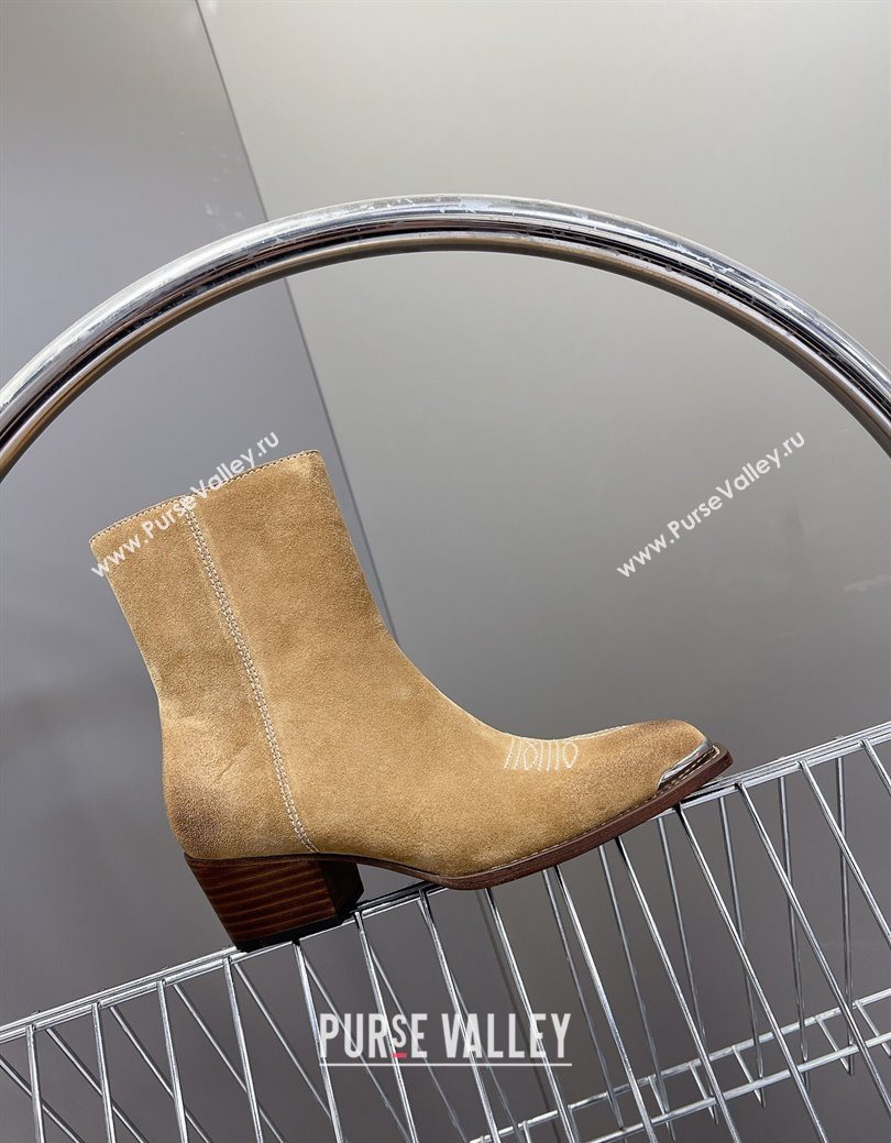 Celine Suede Heel Ankle Boots 4.5cm Beige 2025 CE082612 (MD-250826116)