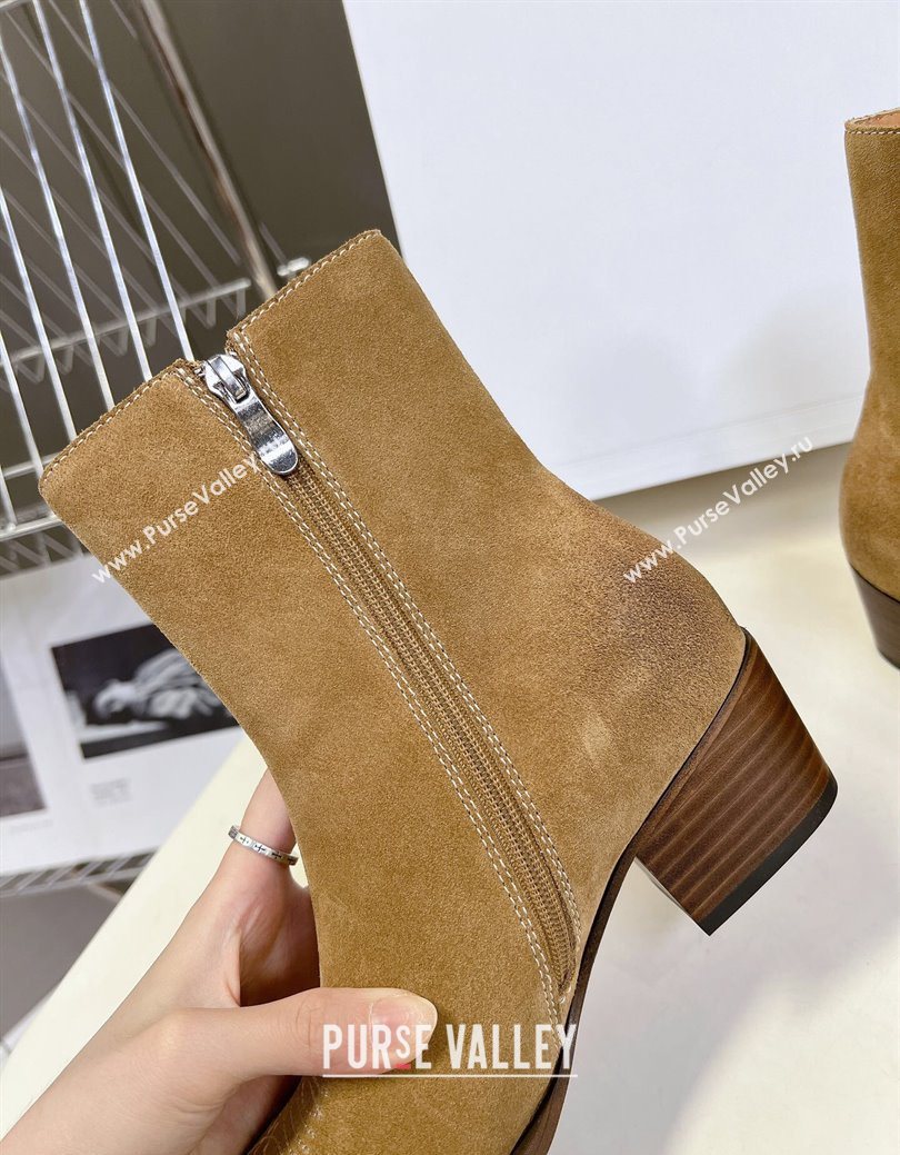 Celine Suede Heel Ankle Boots 4.5cm Beige 2025 CE082612 (MD-250826116)