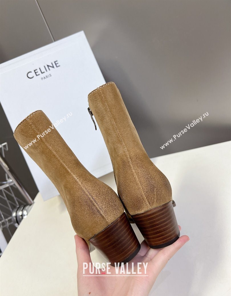 Celine Suede Heel Ankle Boots 4.5cm Beige 2025 CE082612 (MD-250826116)