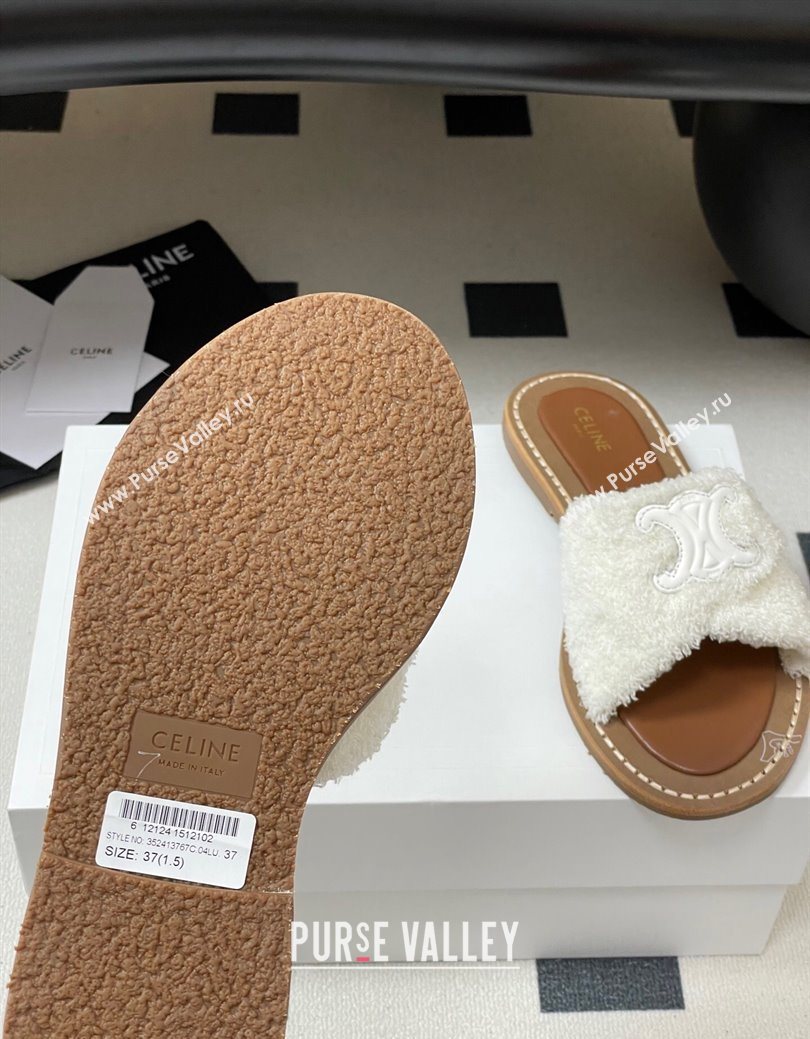 Celine Lympia Twisted Flat Slides Sandal in Sponge Fabric White 2025 CE082619 (MD-250826137)