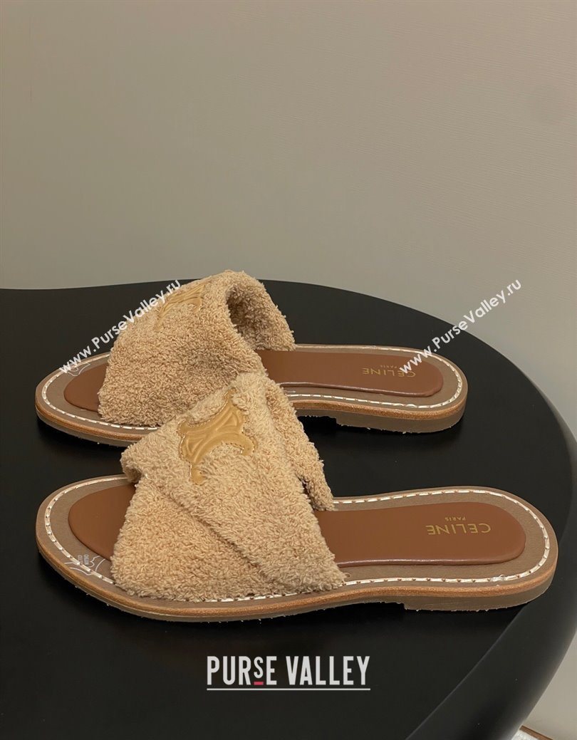 Celine Lympia Twisted Flat Slides Sandal in Sponge Fabric Beige 2025 CE082619 (MD-250826138)