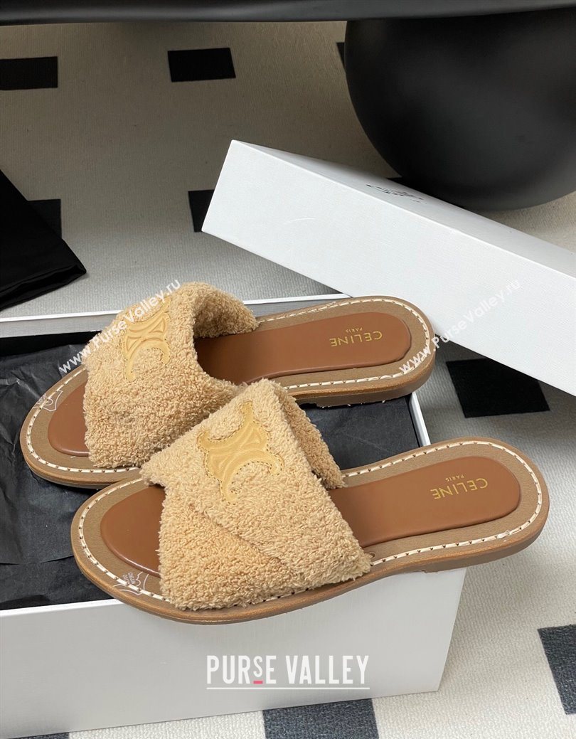 Celine Lympia Twisted Flat Slides Sandal in Sponge Fabric Beige 2025 CE082619 (MD-250826138)