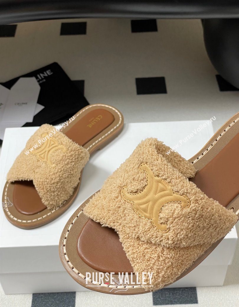 Celine Lympia Twisted Flat Slides Sandal in Sponge Fabric Beige 2025 CE082619 (MD-250826138)