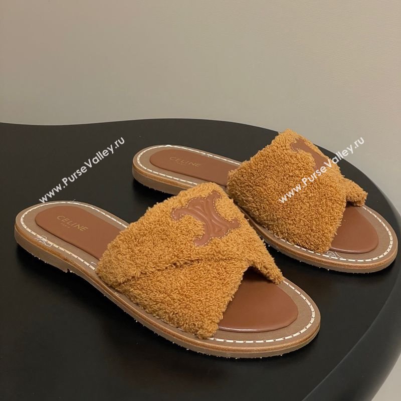 Celine Lympia Twisted Flat Slides Sandal in Sponge Fabric Brown 2025 CE082619 (MD-250826139)