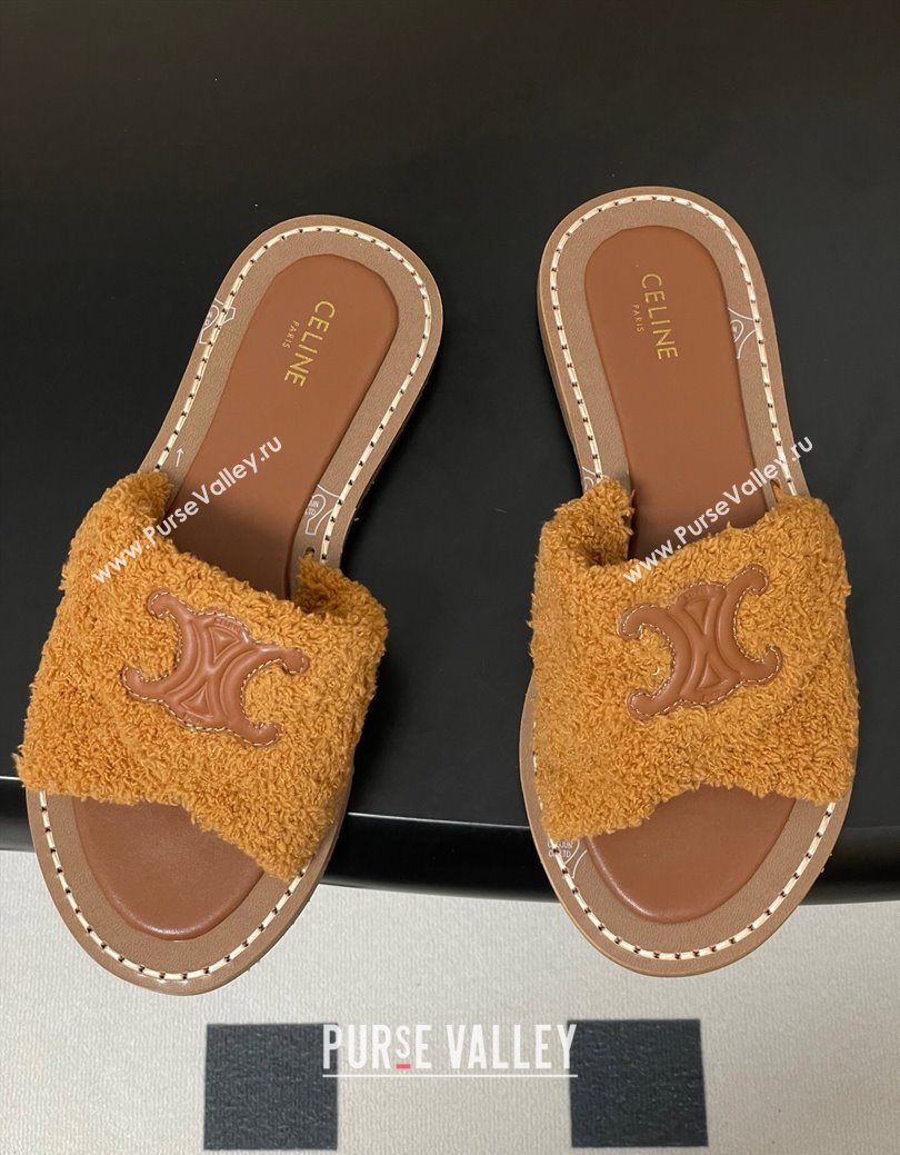 Celine Lympia Twisted Flat Slides Sandal in Sponge Fabric Brown 2025 CE082619 (MD-250826139)