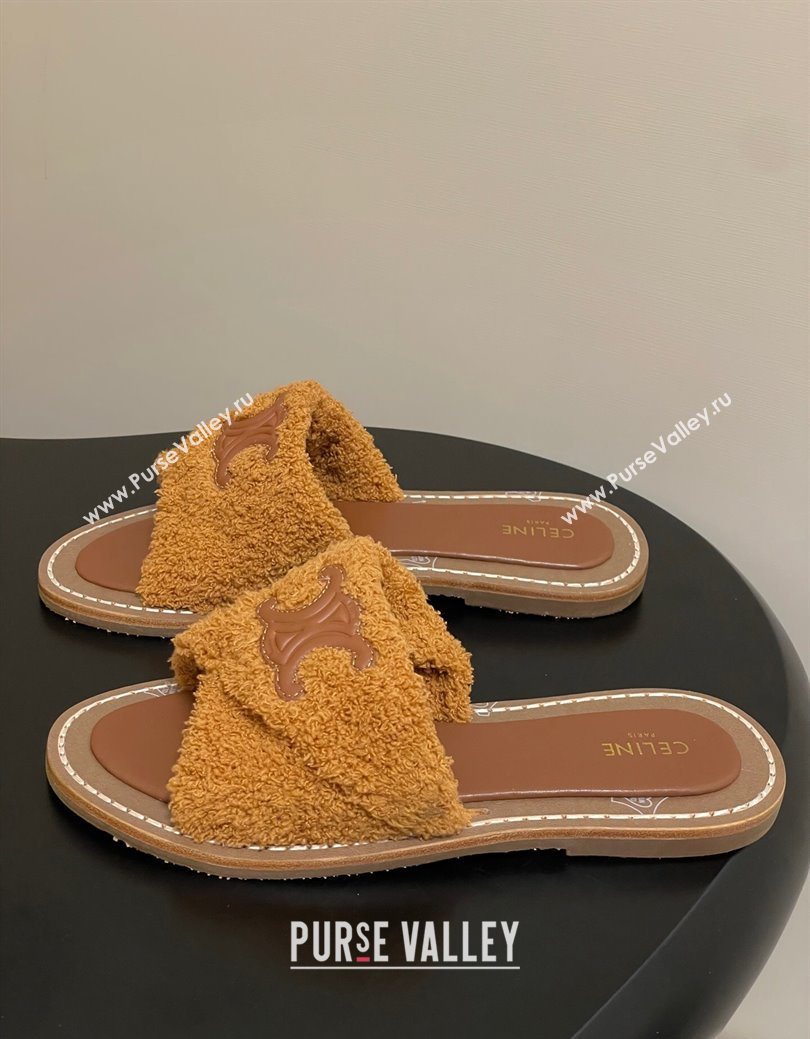 Celine Lympia Twisted Flat Slides Sandal in Sponge Fabric Brown 2025 CE082619 (MD-250826139)
