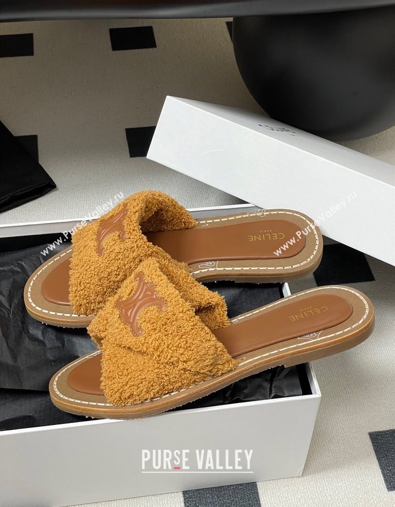 Celine Lympia Twisted Flat Slides Sandal in Sponge Fabric Brown 2025 CE082619 (MD-250826139)