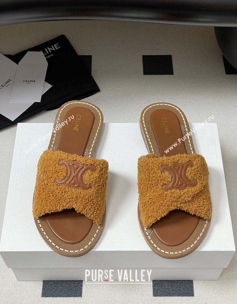 Celine Lympia Twisted Flat Slides Sandal in Sponge Fabric Brown 2025 CE082619 (MD-250826139)