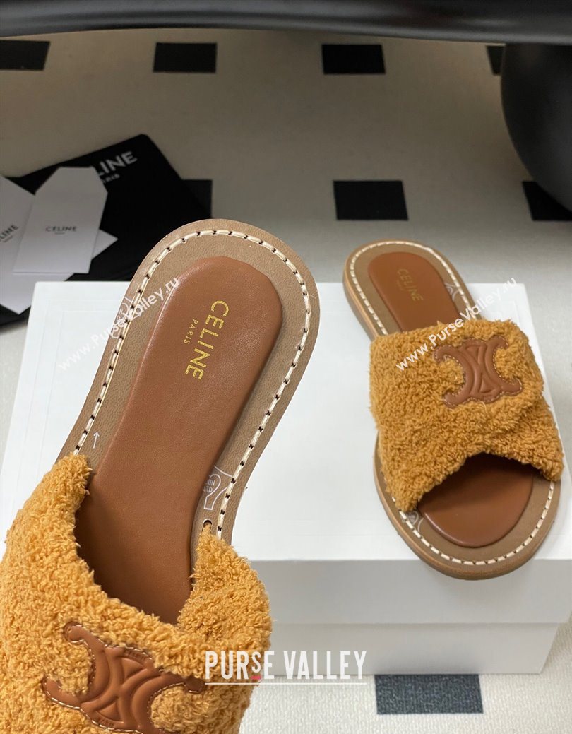 Celine Lympia Twisted Flat Slides Sandal in Sponge Fabric Brown 2025 CE082619 (MD-250826139)
