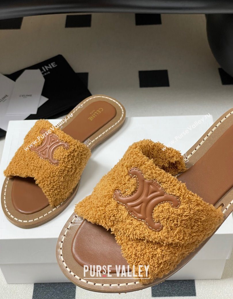 Celine Lympia Twisted Flat Slides Sandal in Sponge Fabric Brown 2025 CE082619 (MD-250826139)