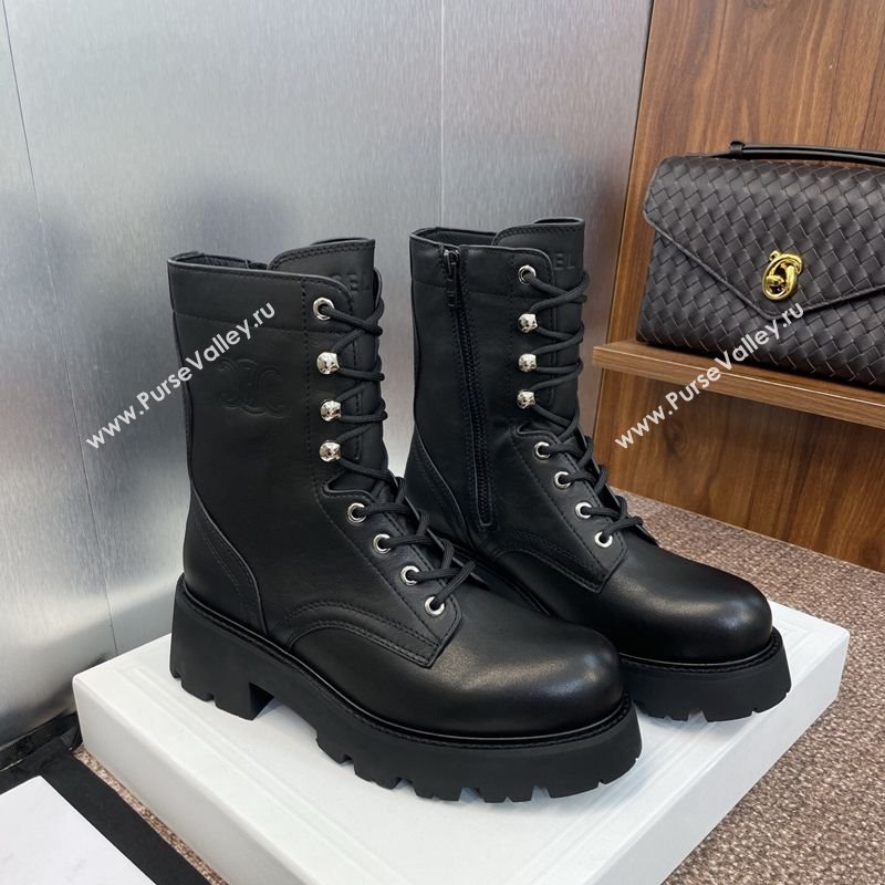 Celine Triomphe Rangers Mid Lace-up Boots 5cm in Calfskin Black 2025 CE082606 (JC-250826083)