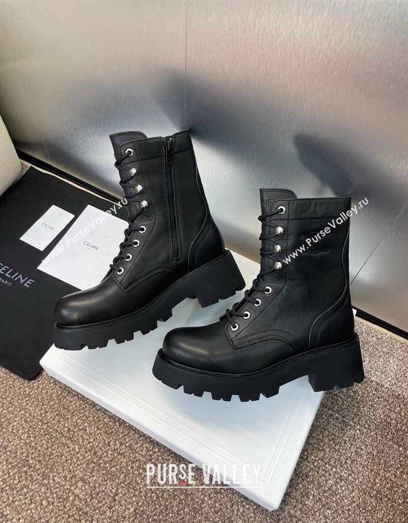 Celine Triomphe Rangers Mid Lace-up Boots 5cm in Calfskin Black 2025 CE082606 (JC-250826083)