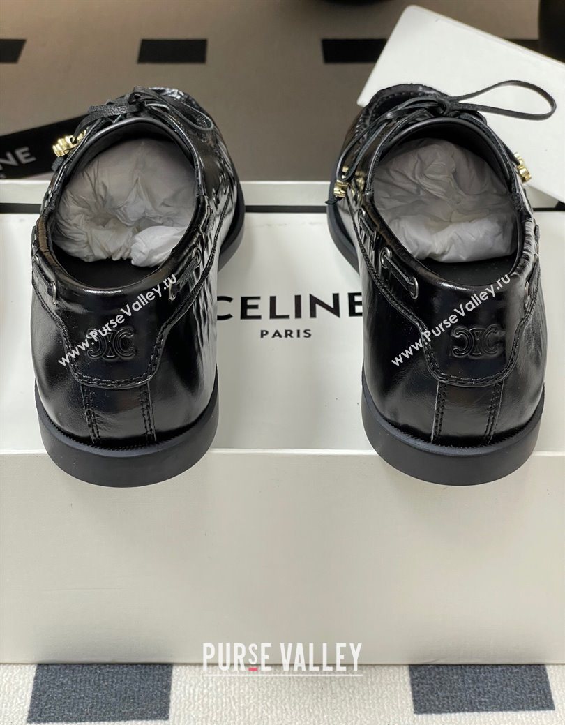 Celine Bateau Lace-up Loafers in Calfskin Black 2025 (SS-250826063)