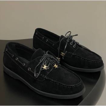 Celine Bateau Lace-up Loafers in Suede Black 2025 (SS-250826064)