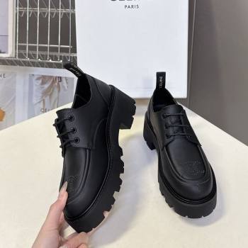 Celine Triomphe Derbies Shoes 5cm in Calfskin Leather Black 2025 (SS-250826068)