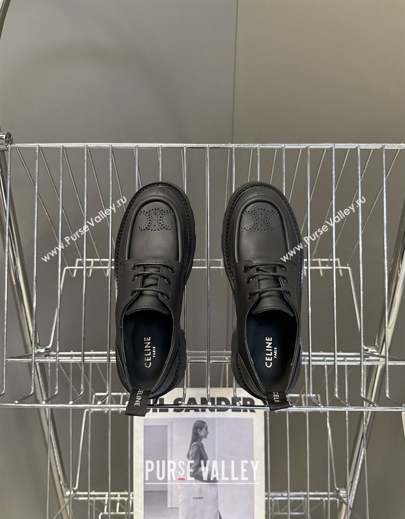 Celine Triomphe Derbies Shoes 5cm in Calfskin Leather Black 2025 (SS-250826068)