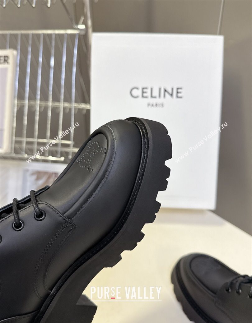 Celine Triomphe Derbies Shoes 5cm in Calfskin Leather Black 2025 (SS-250826068)