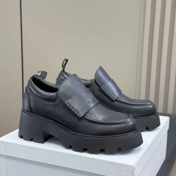 Celine Triomphe Loafers 5cm in Calfskin Black 2025 CE082601 (KL-250826072)