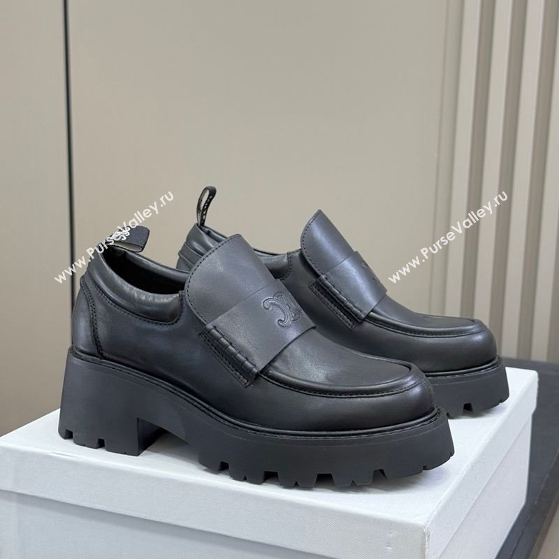 Celine Triomphe Loafers 5cm in Calfskin Black 2025 CE082601 (KL-250826072)