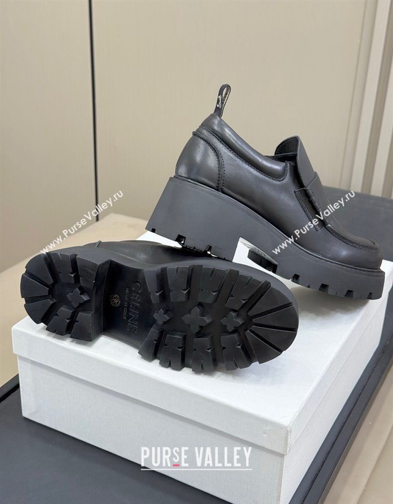 Celine Triomphe Loafers 5cm in Calfskin Black 2025 CE082601 (KL-250826072)