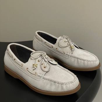 Celine Bateau Lace-up Loafers in Suede Light Grey 2025 (SS-250826065)