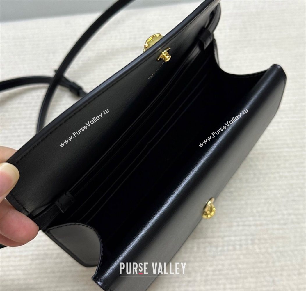 Celine Duo Wallet On Strap Mini Bag in Shiny Calfskin Black 2025 10P673 (BL-250930023)