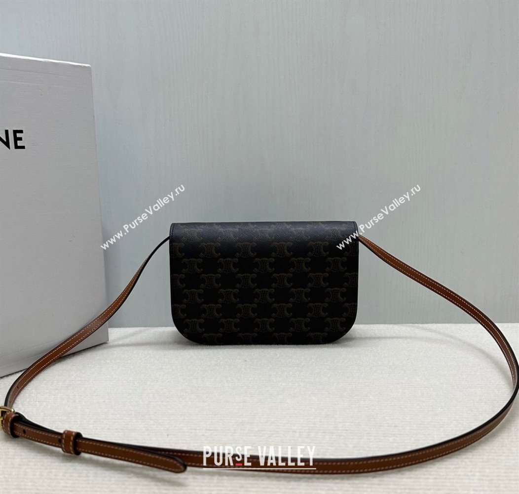 Celine Duo Wallet On Strap Mini Bag in Triomphe Canvas and Calfskin Brown 2025 10P672 (BL-250930024)