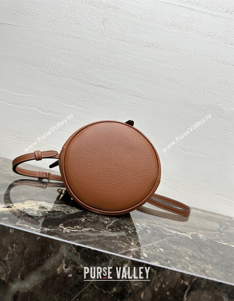 Celine Teen Clara Bucket Bag in Supple Grained Calfskin Brown 2025 121673 (BL-250930025)