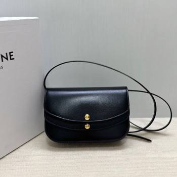 Celine Duo Wallet On Strap Mini Bag in Shiny Calfskin Black 2025 10P673 (BL-250930023)