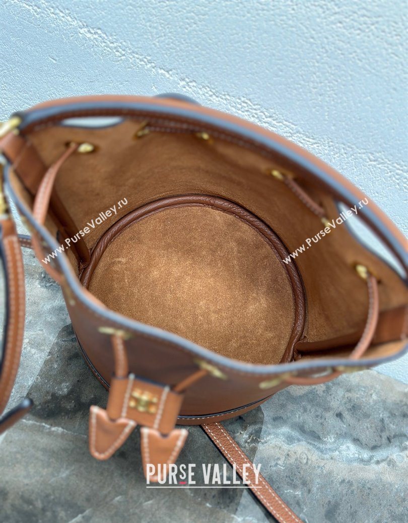 Celine Teen Clara Bucket Bag in Supple Grained Calfskin Brown 2025 121673 (BL-250930025)