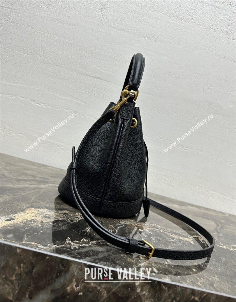 Celine Teen Clara Bucket Bag in Supple Grained Calfskin Black 2025 121673 (BL-250930026)