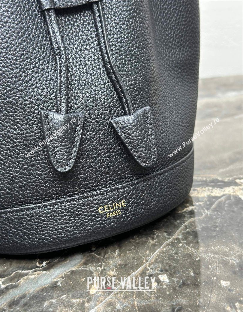 Celine Teen Clara Bucket Bag in Supple Grained Calfskin Black 2025 121673 (BL-250930026)