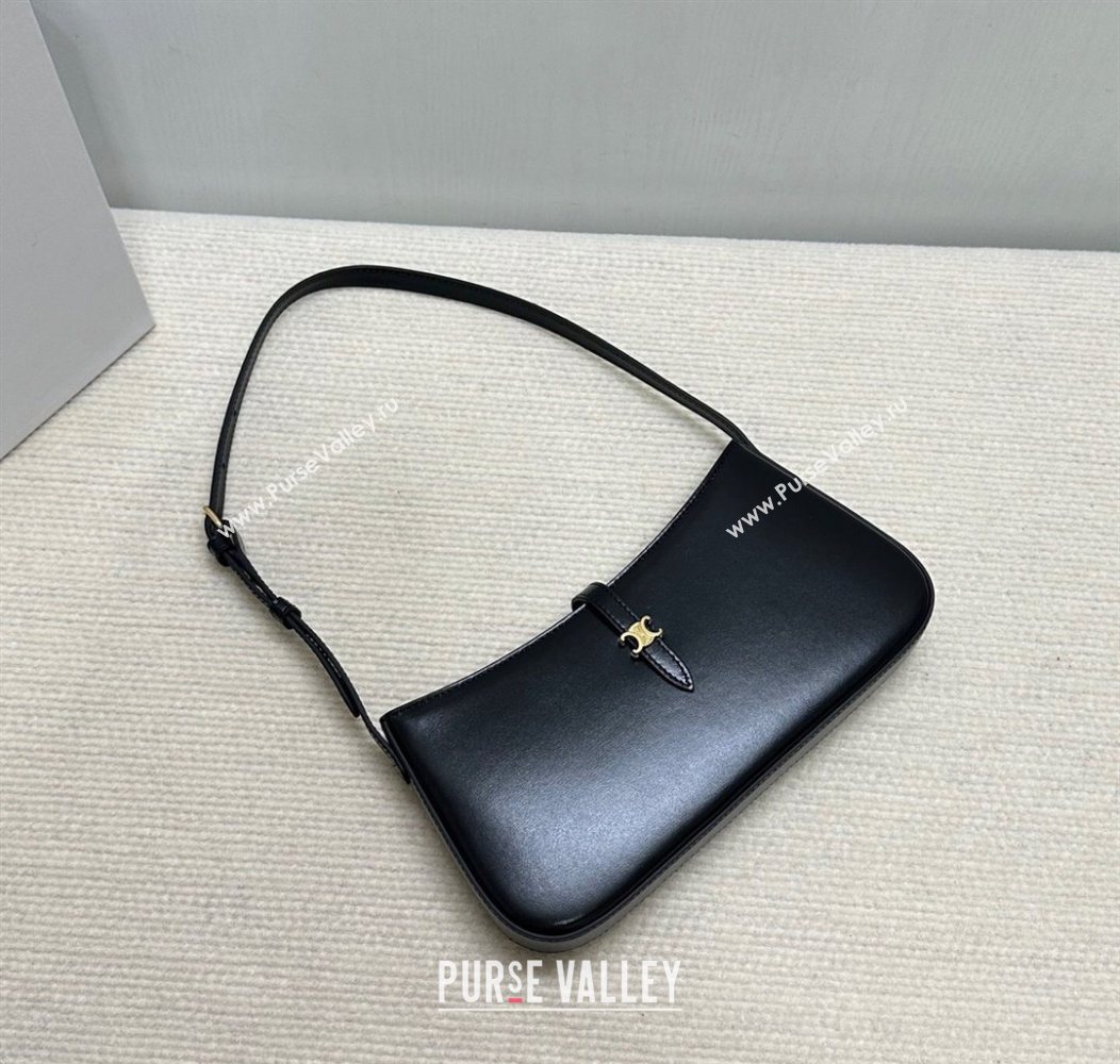 Celine Tina Shoulder Bag in Shiny Calfskin Black 2025 123053 (BL-250930027)