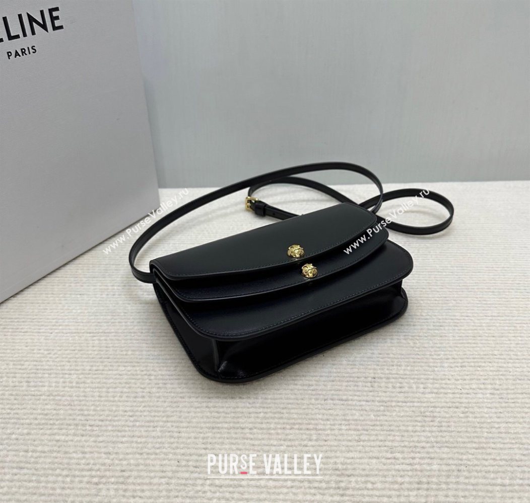 Celine Duo Wallet On Strap Mini Bag in Shiny Calfskin Black 2025 10P673 (BL-250930023)