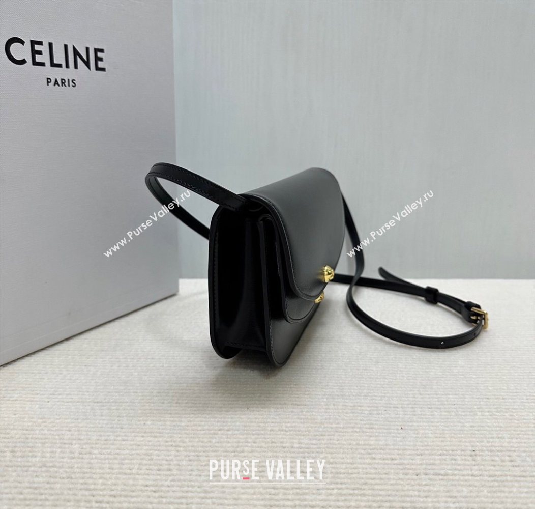 Celine Duo Wallet On Strap Mini Bag in Shiny Calfskin Black 2025 10P673 (BL-250930023)