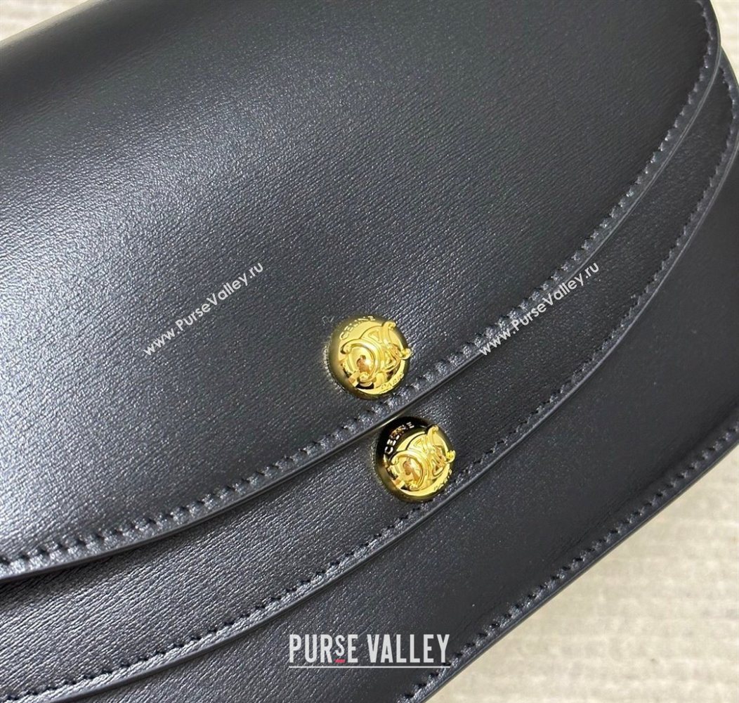 Celine Duo Wallet On Strap Mini Bag in Shiny Calfskin Black 2025 10P673 (BL-250930023)