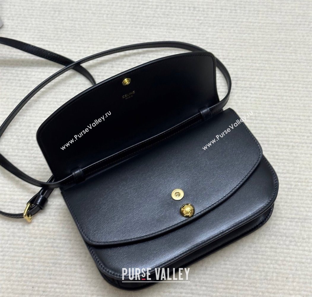 Celine Duo Wallet On Strap Mini Bag in Shiny Calfskin Black 2025 10P673 (BL-250930023)