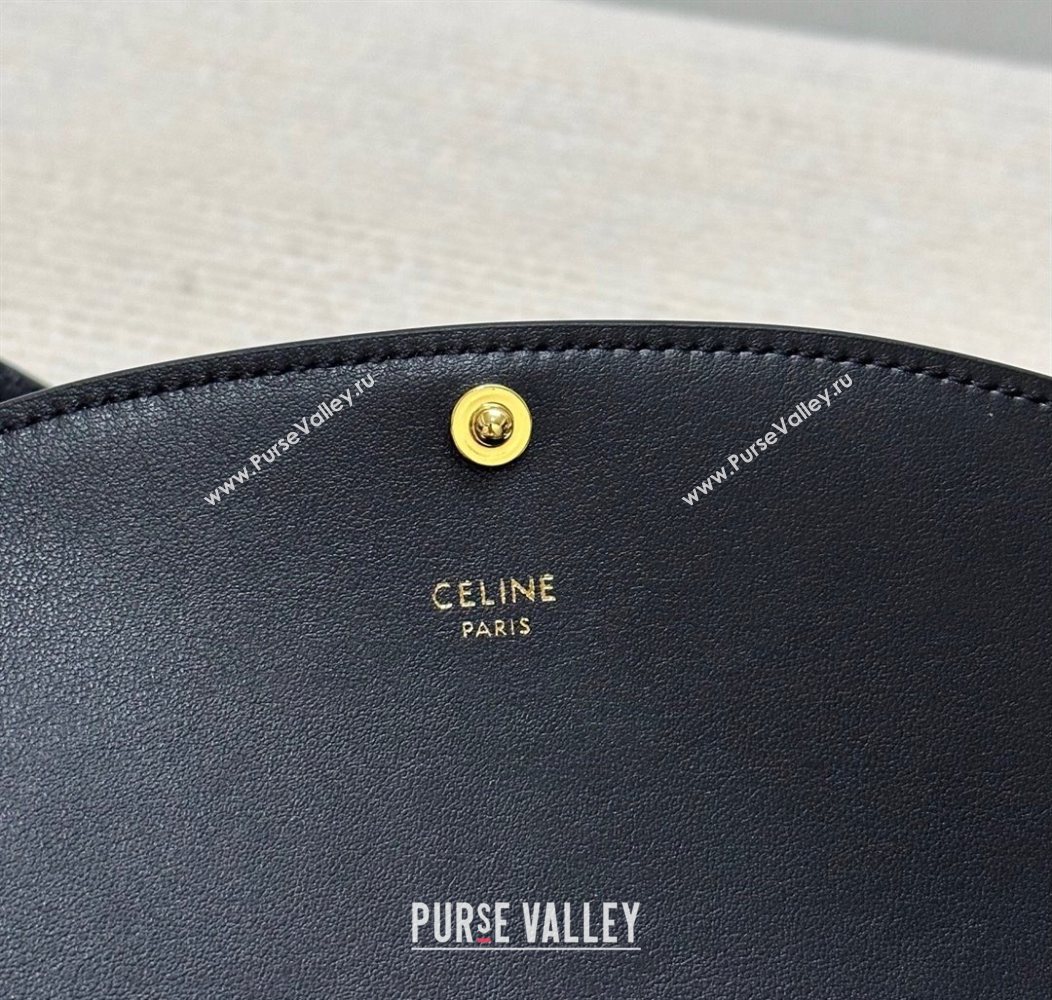 Celine Duo Wallet On Strap Mini Bag in Shiny Calfskin Black 2025 10P673 (BL-250930023)