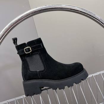 Celine Triomphe Rangers Chelsea Platform Ankle Boots 5cm with Buckle in Suede Black 2025 (MD-251024036)