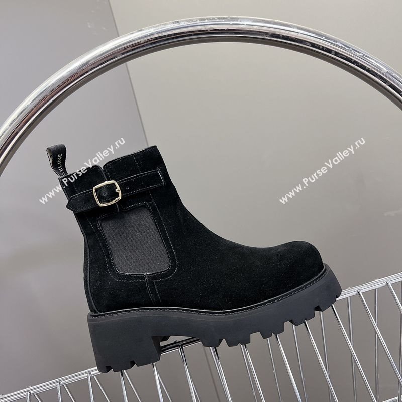 Celine Triomphe Rangers Chelsea Platform Ankle Boots 5cm with Buckle in Suede Black 2025 (MD-251024036)