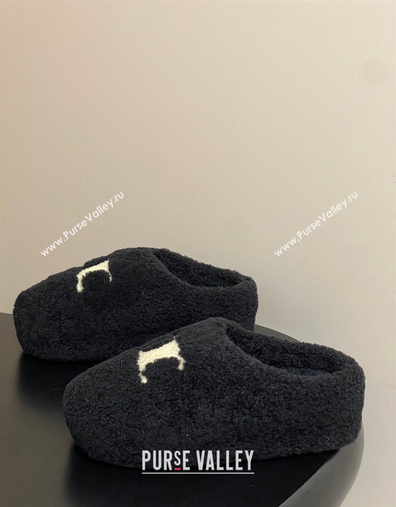 Celine Wool Platform Mules Black 2025 CE102406 (MD-251024063)