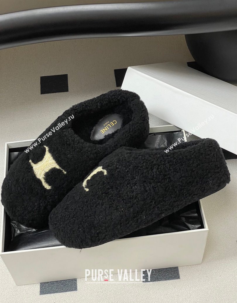 Celine Wool Platform Mules Black 2025 CE102406 (MD-251024063)