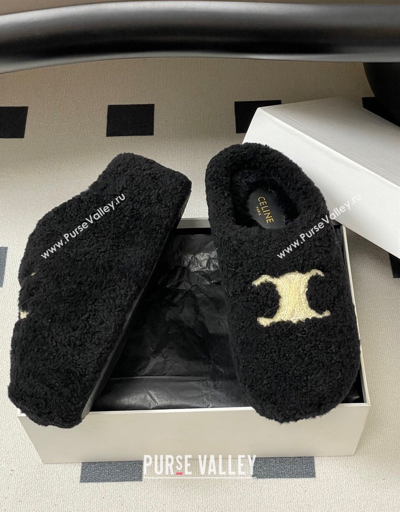 Celine Wool Platform Mules Black 2025 CE102406 (MD-251024063)