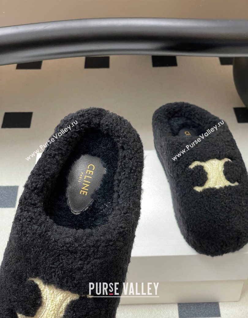 Celine Wool Platform Mules Black 2025 CE102406 (MD-251024063)