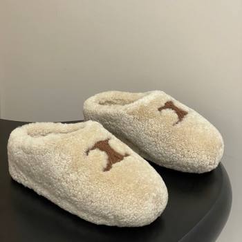 Celine Wool Platform Mules Light Beige 2025 CE102406 (MD-251024064)
